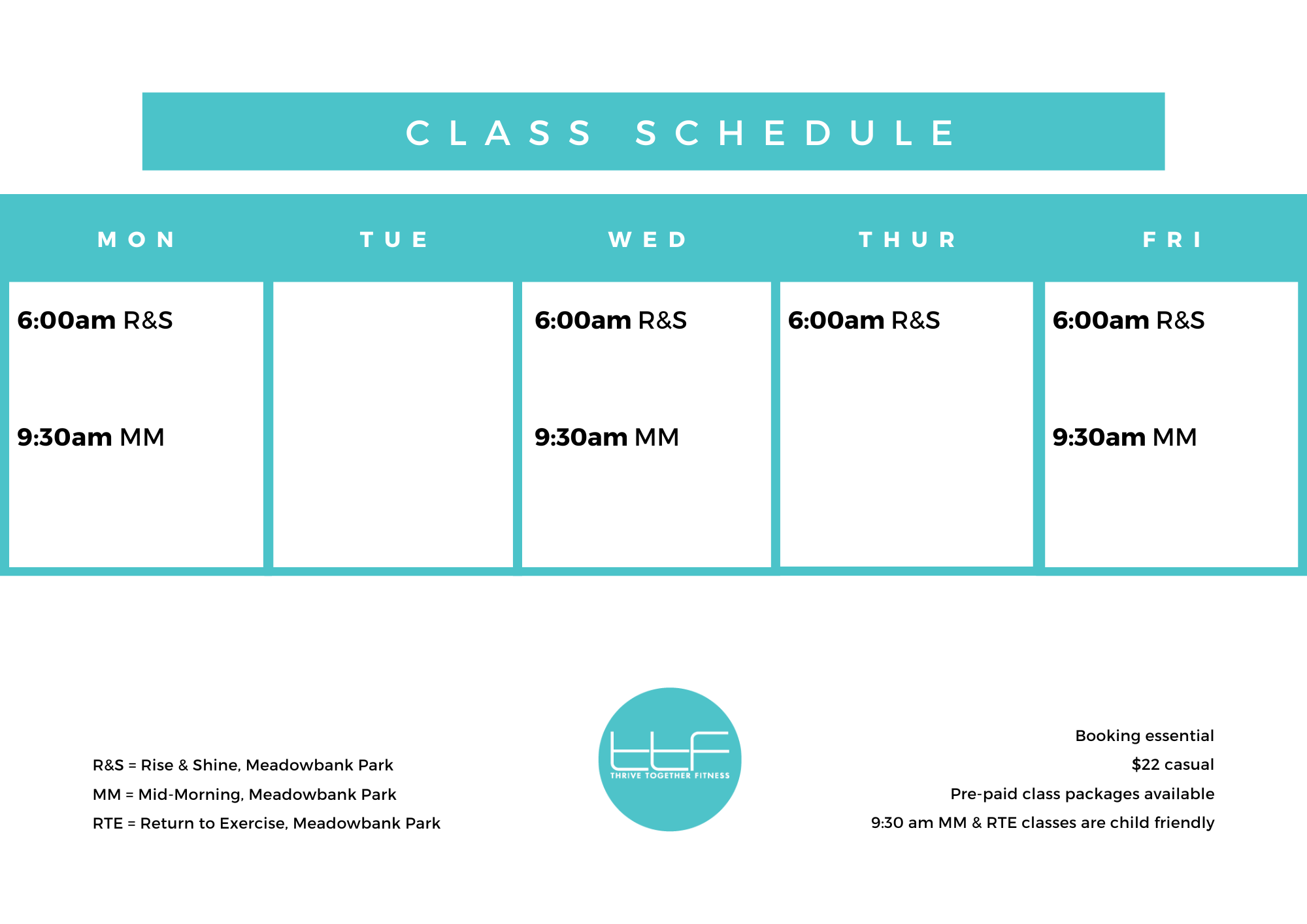 Group Class Timetable