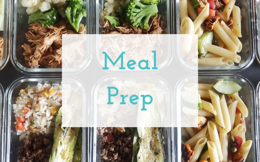 An organized flat-lay of healthy meals in glass containers, showing how easy meal prep for beginners can be.